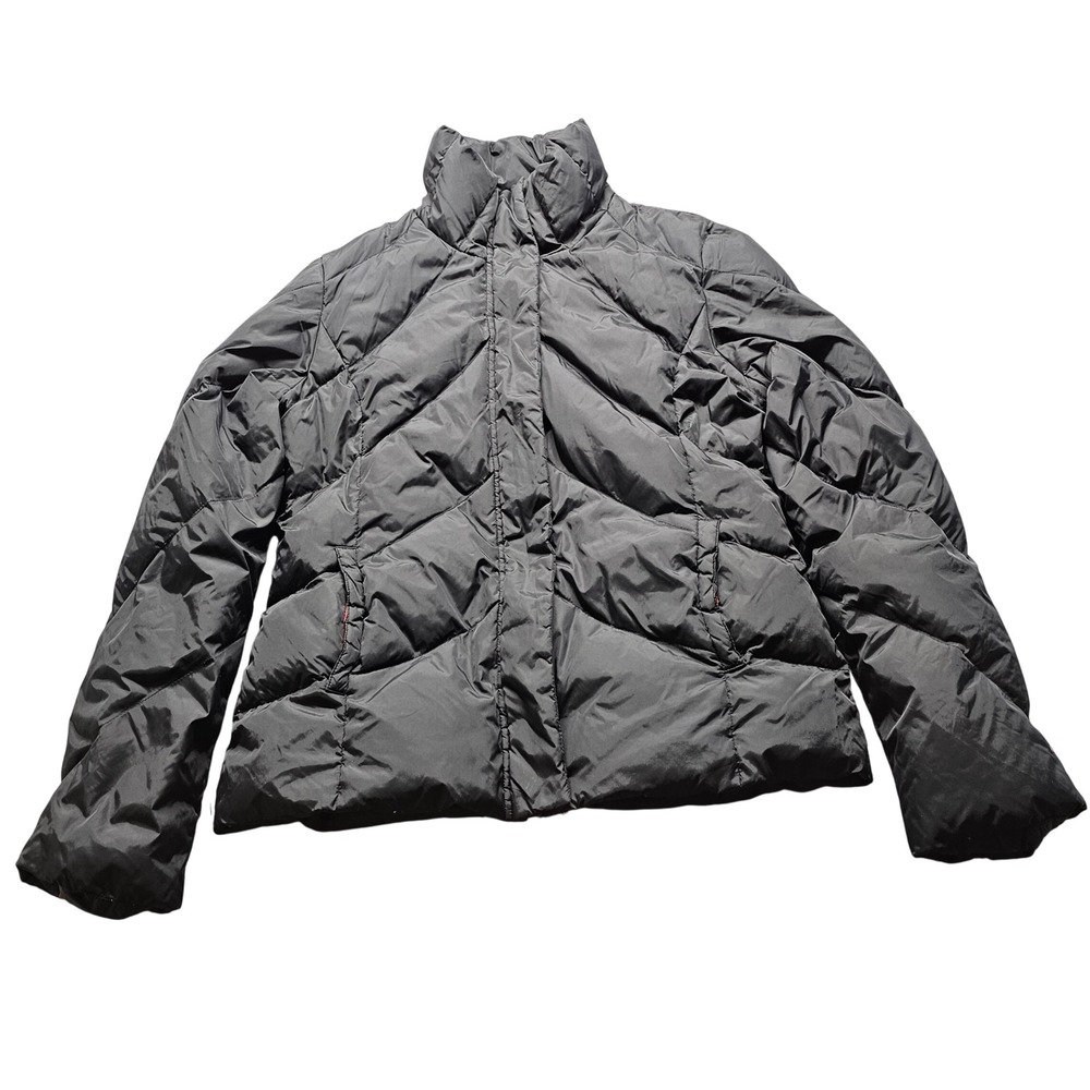 Tommy Hilfiger Puffer Jacket Womens M Black Red Down Feather Quilted Coat